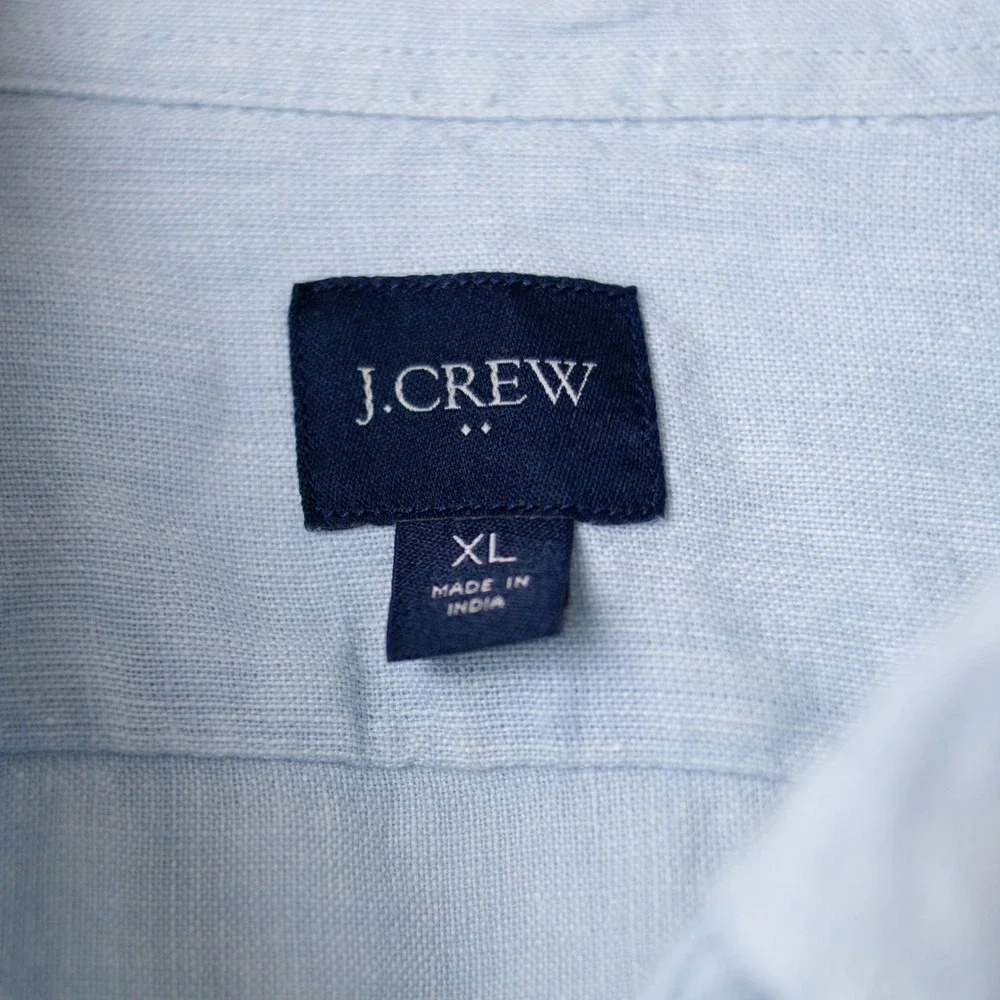 J Crew Classic Linen Cotton Blend Mens XL Light Blue Chambray AL179